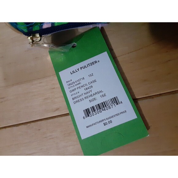 NWT Lilly Pulitzer GWP Pencil Pouch Holder Bag Case Bright Navy Dress Rehearsal - Picture 2 of 5